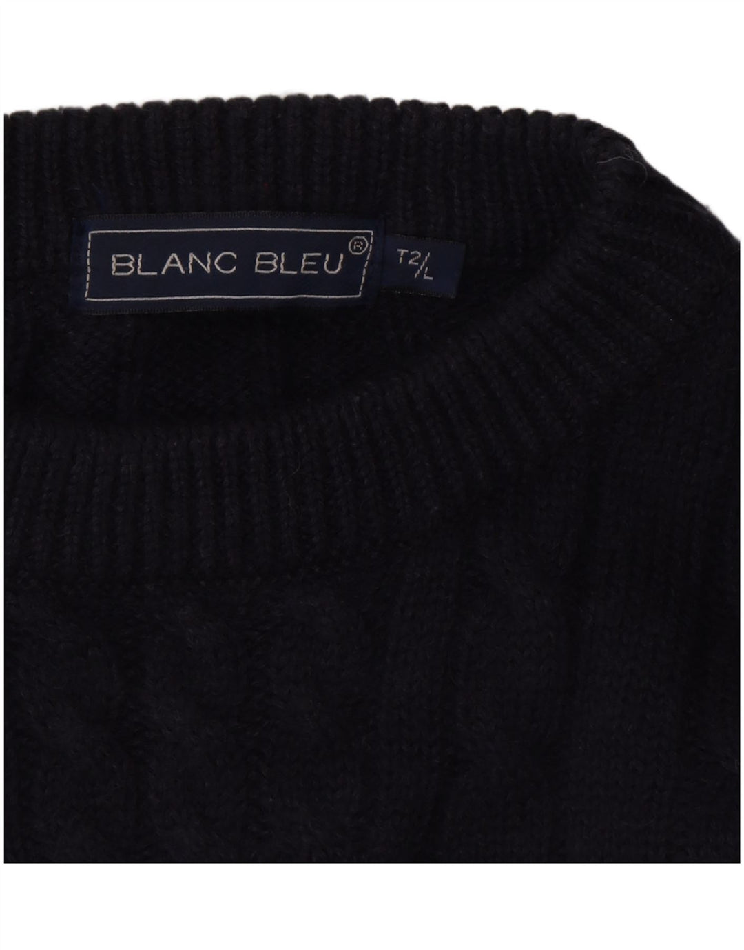 BLANC BLEU Herre grafisk rund hals sweater stor marineblå vinter