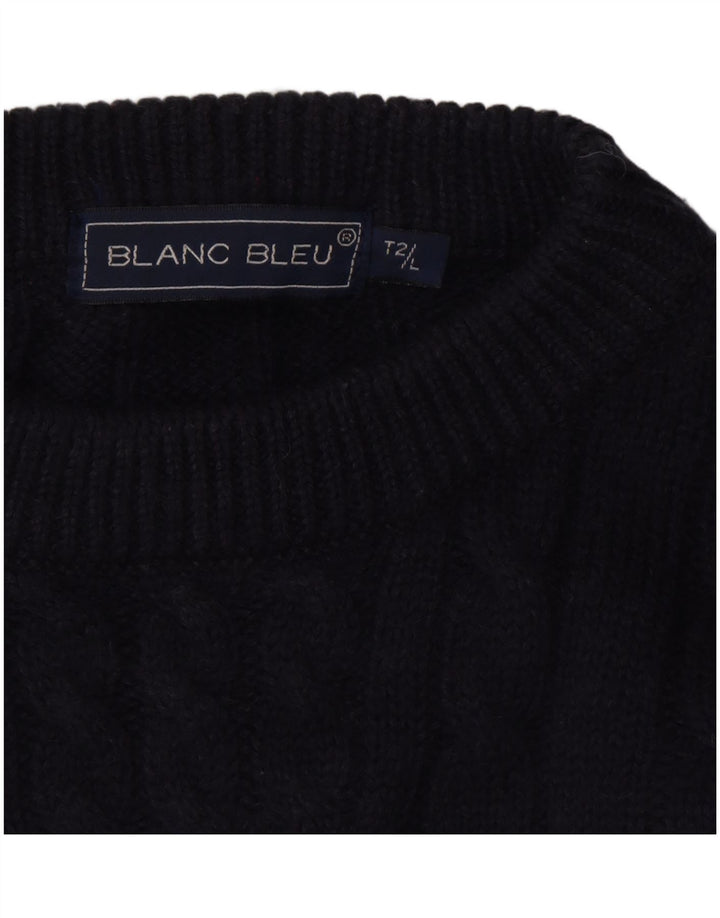 BLANC BLEU Herre grafisk rund hals sweater stor marineblå vinter