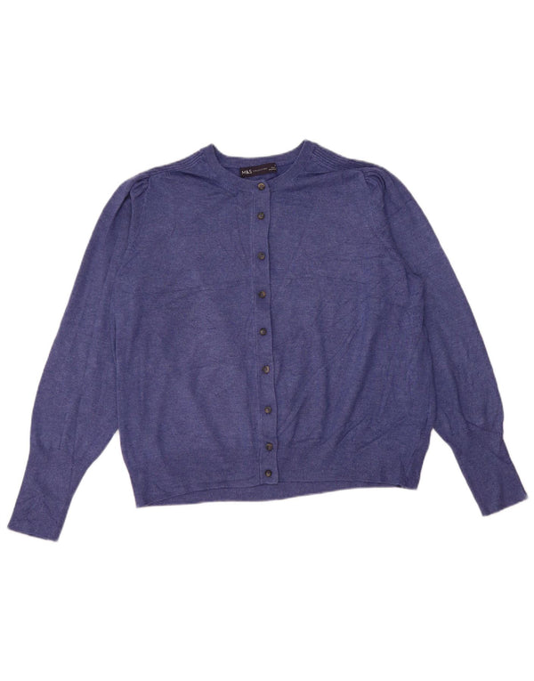 Marks & Spencer Dame Cardigan Sweater UK 16 Large Blue Viscose