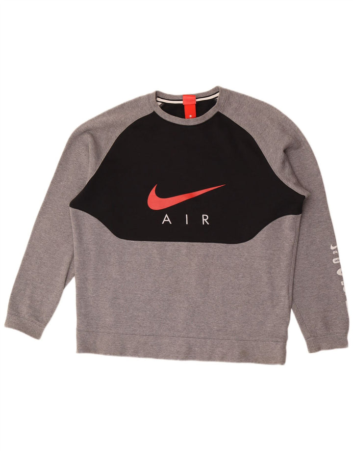 Nike grafisk sweatshirt til mænd XL Grå Colourblock Bomuld