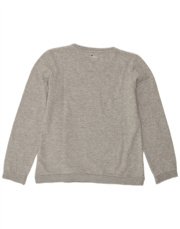 Fila Dame Grafisk Sweatshirt Jumper UK 16 Stor Grå Bomuld
