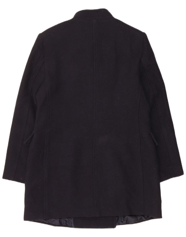 Zara Dame Dobbeltradet Frakke UK 18 XL Marineblå Uld