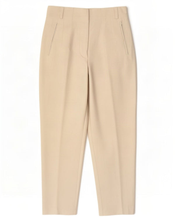 Zara Womens Crop Tapered Suit Bukser Medium W28 L26 Beige Polyester