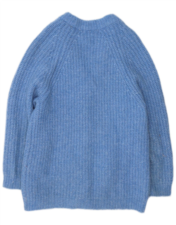 Zara Dame Cardigan Sweater UK 10 Small Blue Flecked Polyester