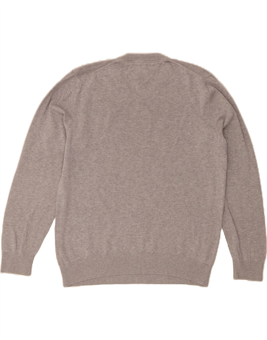TOMMY HILFIGER Mens V-Neck Jumper Sweater Medium Grey Cotton Vintage Tommy Hilfiger and Second-Hand Tommy Hilfiger from Messina Hembry 