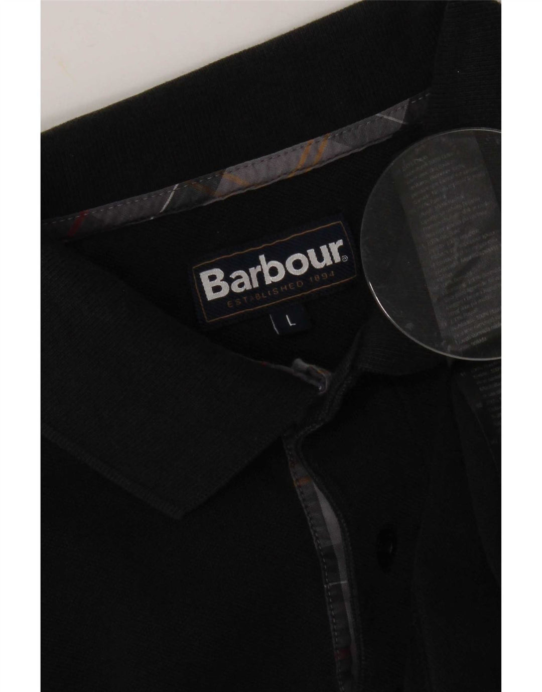 Barbour herre poloskjorte stor sort bomuld