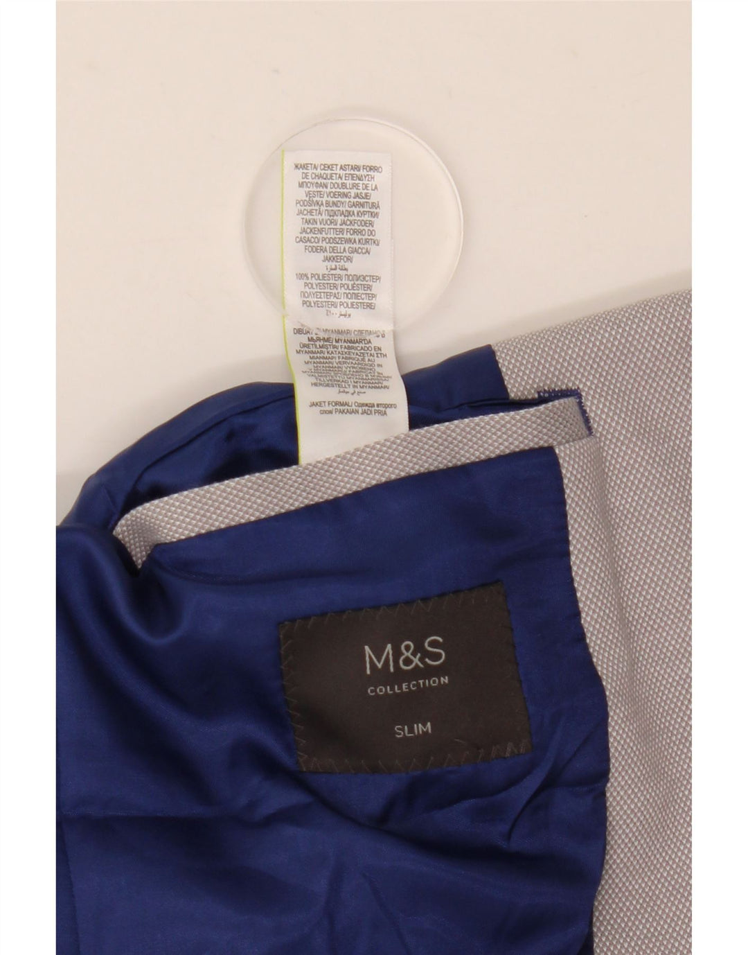 Marks & Spencer Herre 2 Button Slim Blazer Jacket UK 40 Large Grå Polyester