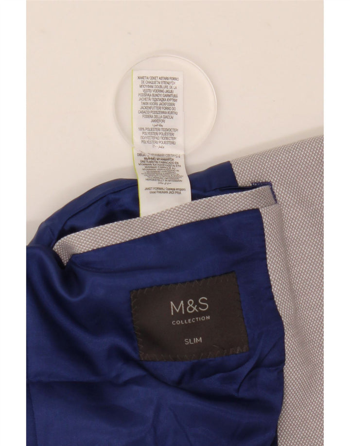 Marks & Spencer Herre 2 Button Slim Blazer Jacket UK 40 Large Grå Polyester