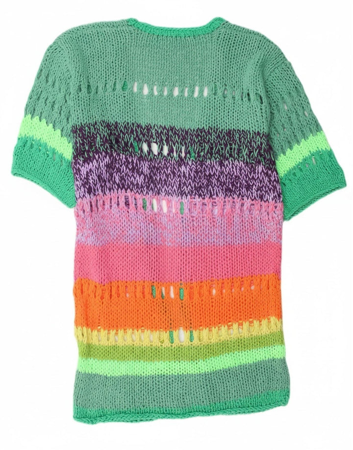 Vintage dame cardigan sweater 3/4 ærmer UK 14 Medium Flerfarvet