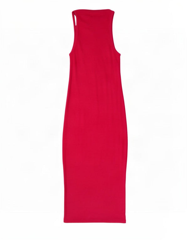 Zara Dame ærmeløs Maxikjole UK 12 Medium Pink Bomuld
