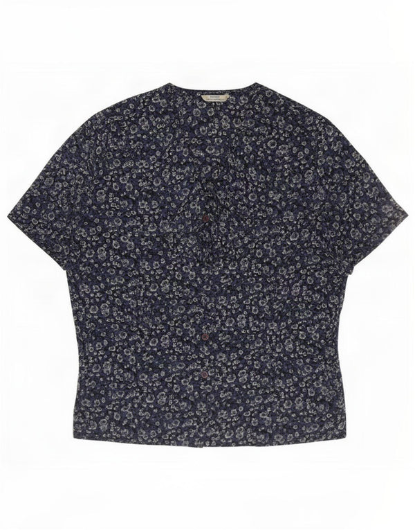 Marks & Spencer Dameskjortebluse UK 16 Large Navy Blue Floral