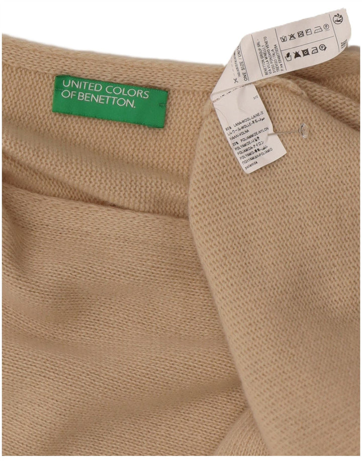 Benetton Dame Asymmetrisk Poncho Jumper One Size Beige Uld