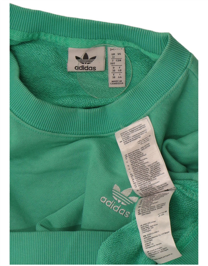 Adidas Womens Crop Oversized Sweatshirt Jumper UK 12 Medium Green Bomuld