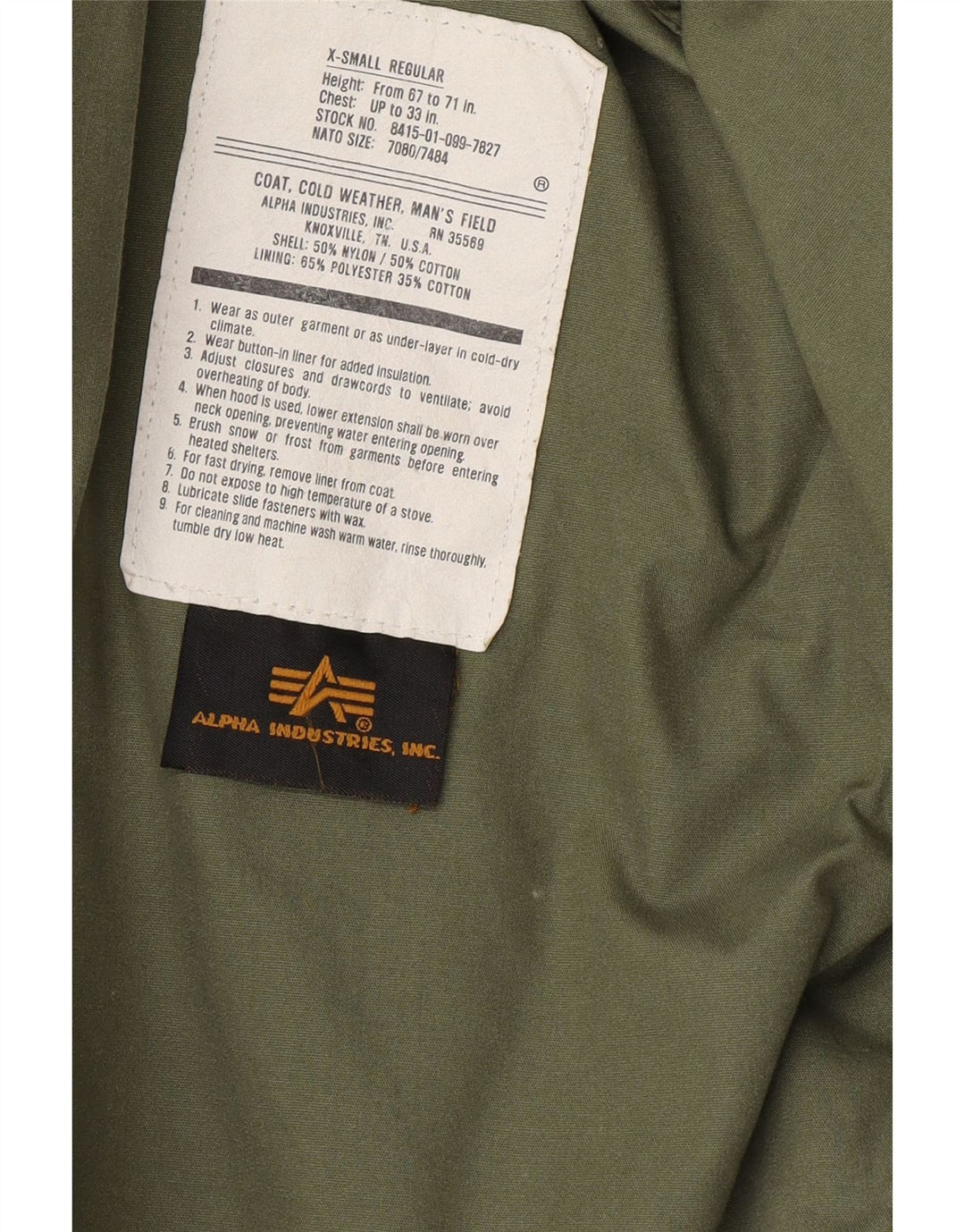 ALPHA INDUSTRIES Herre Utility Jacket UK 36 Small Green Cotton