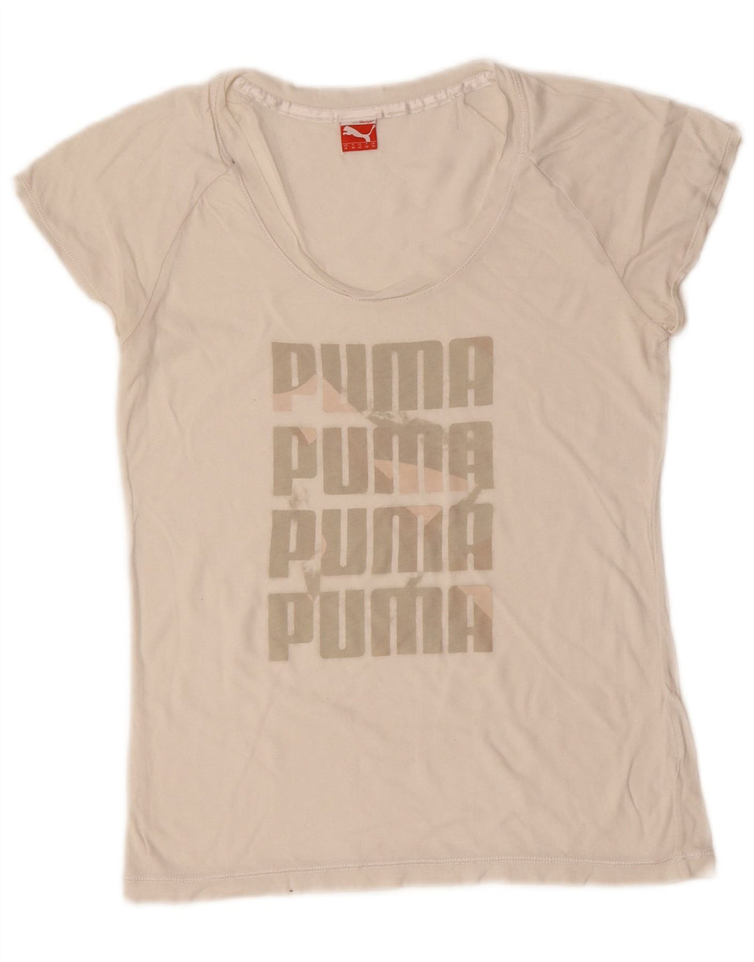 Puma Grafisk T-Shirt Top UK 12 Medium White