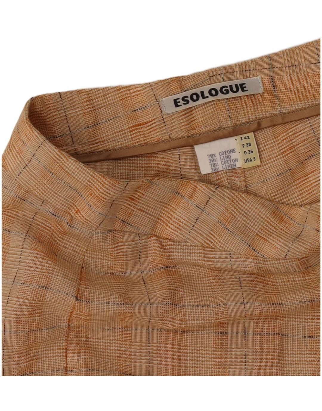 Vintage Dame Bootcut Suit Bukser IT 42 Medium W28 L34 Orange Check