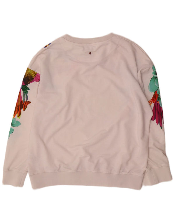Mistral Dame Sweatshirt Jumper UK 14 Medium White Floral Hawaiian