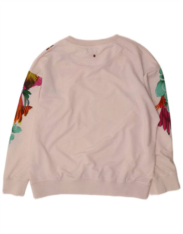 Mistral Dame Sweatshirt Jumper UK 14 Medium White Floral Hawaiian