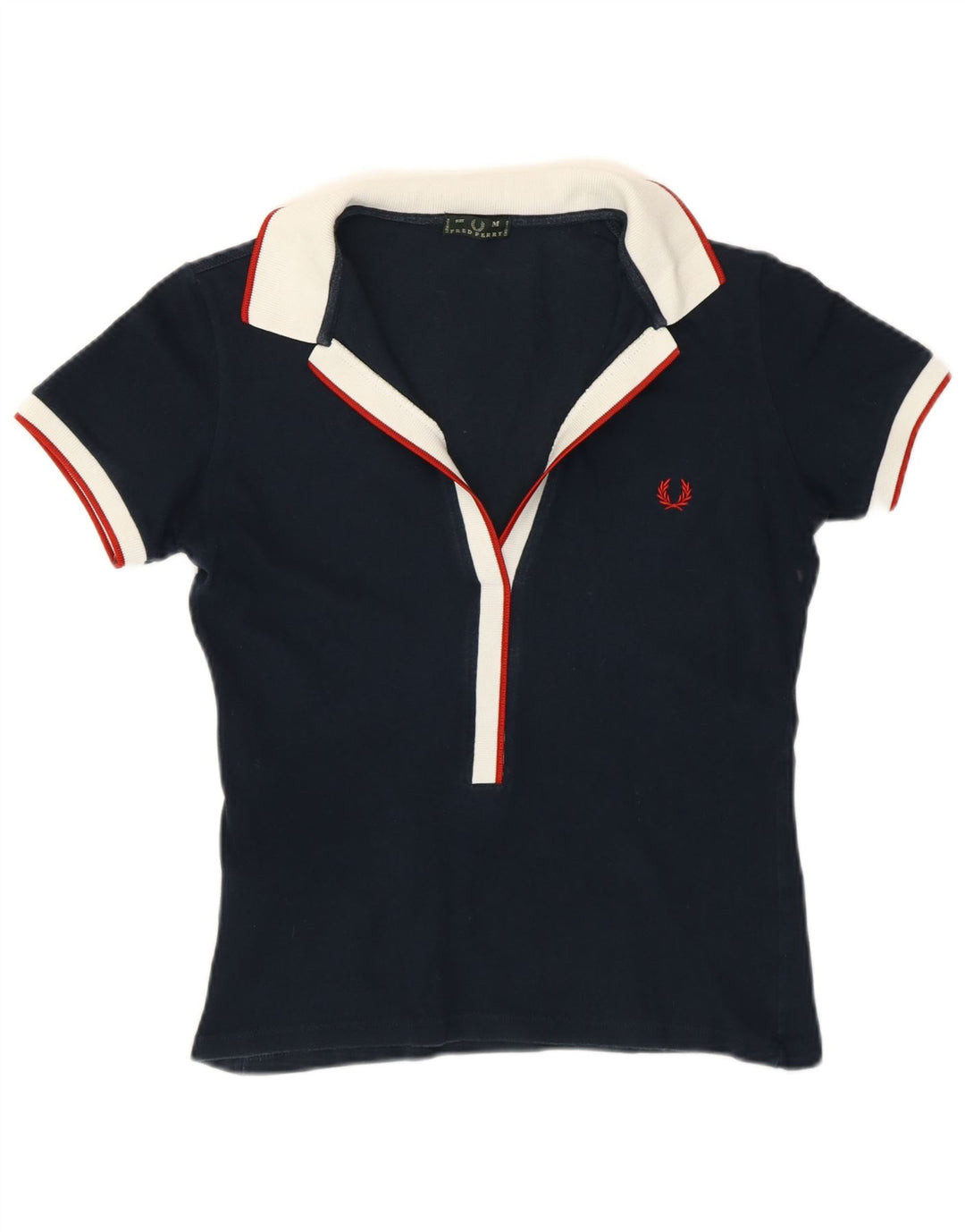 FRED PERRY Dame Polo Shirt UK 12 Medium Navy Blue