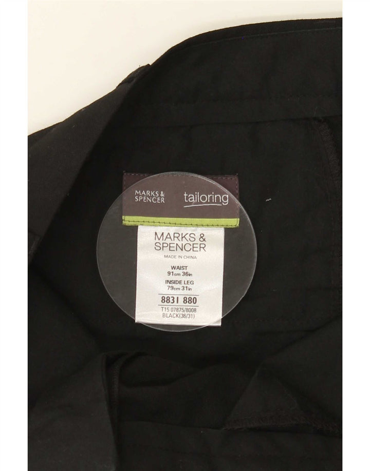 Marks & Spencer Straight Suit Bukser til mænd W36 L31 Sort polyester