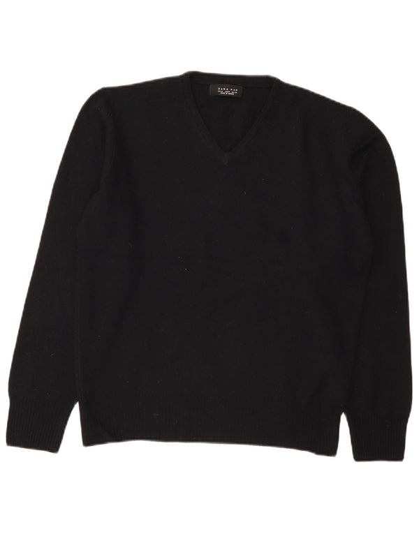 Zara Herre V-hals sweater Medium Sort Uld
