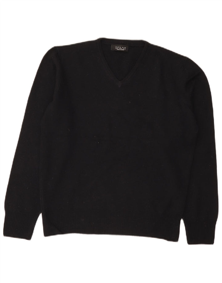 Zara Herre V-hals sweater Medium Sort Uld