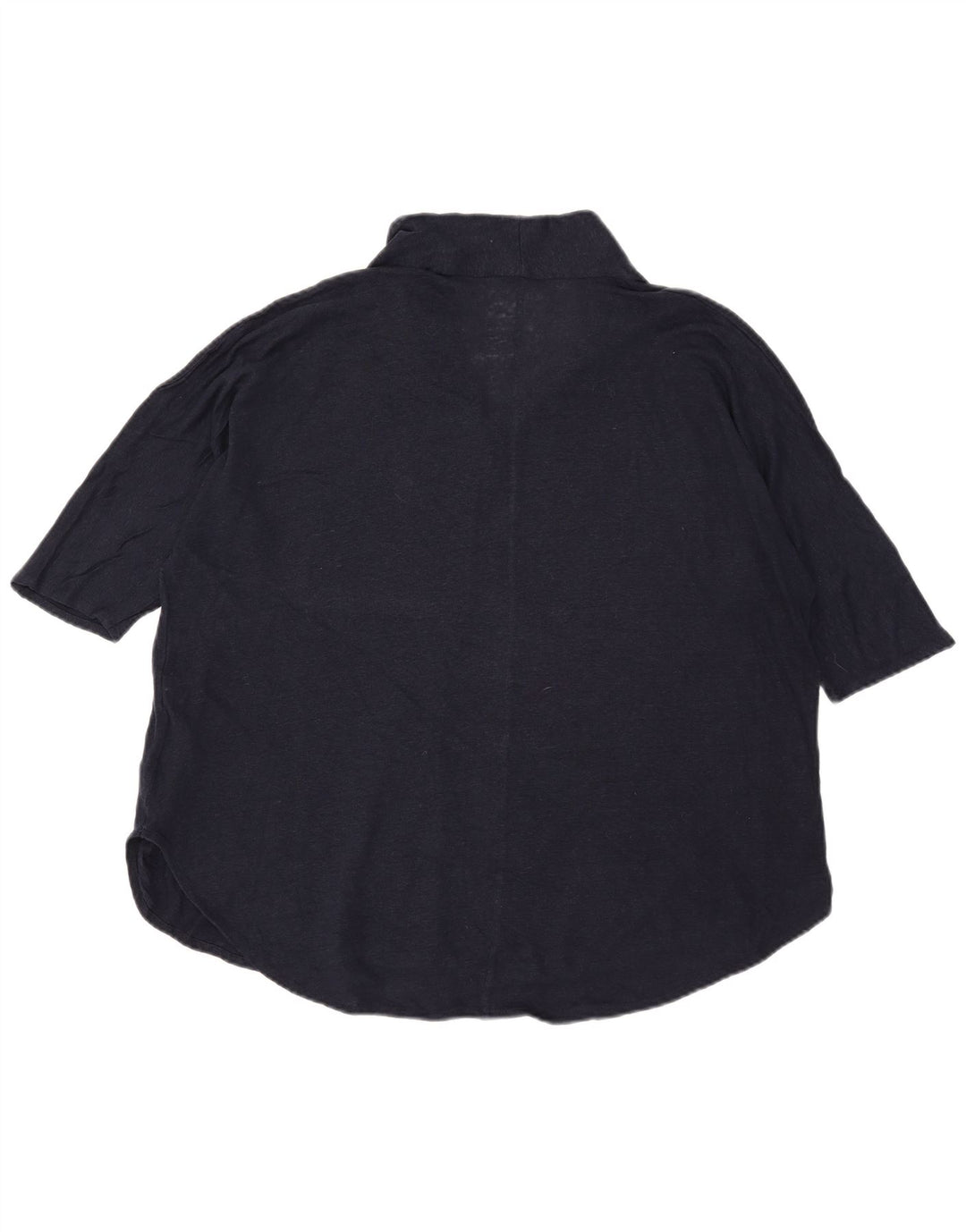 Massimo Dutti Dame Bluse Top UK 18 XL Navy Blue Linen