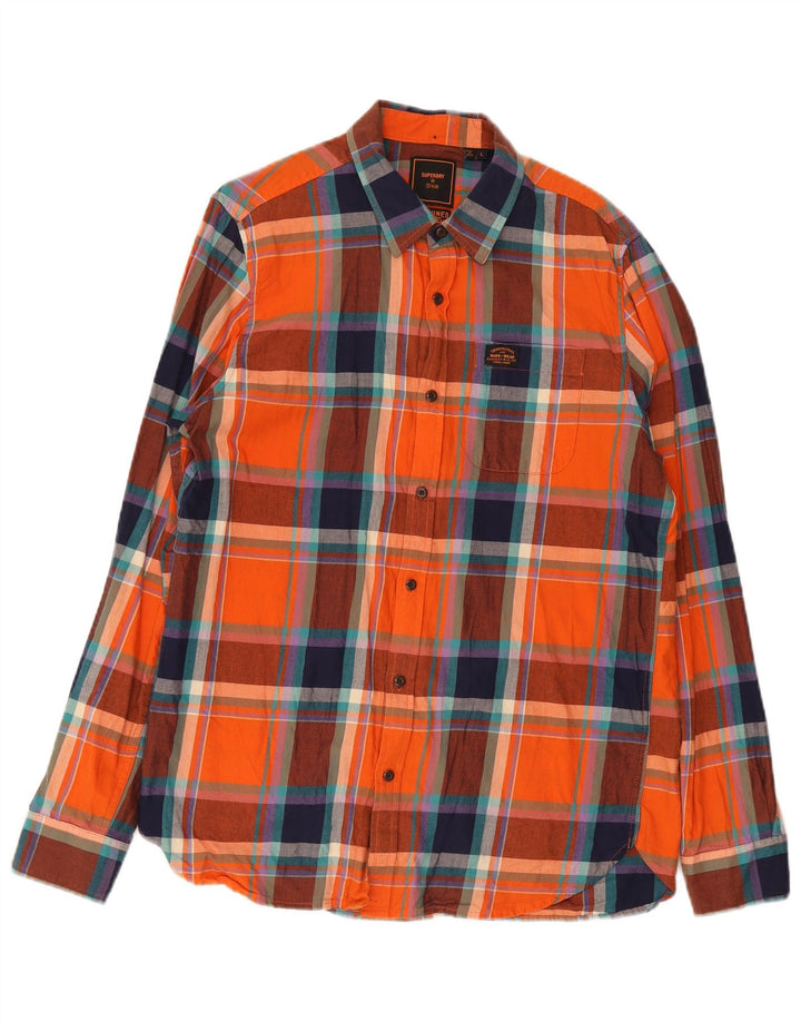 Superdry Flanellskjorte til mænd, stor orange plaid bomuld