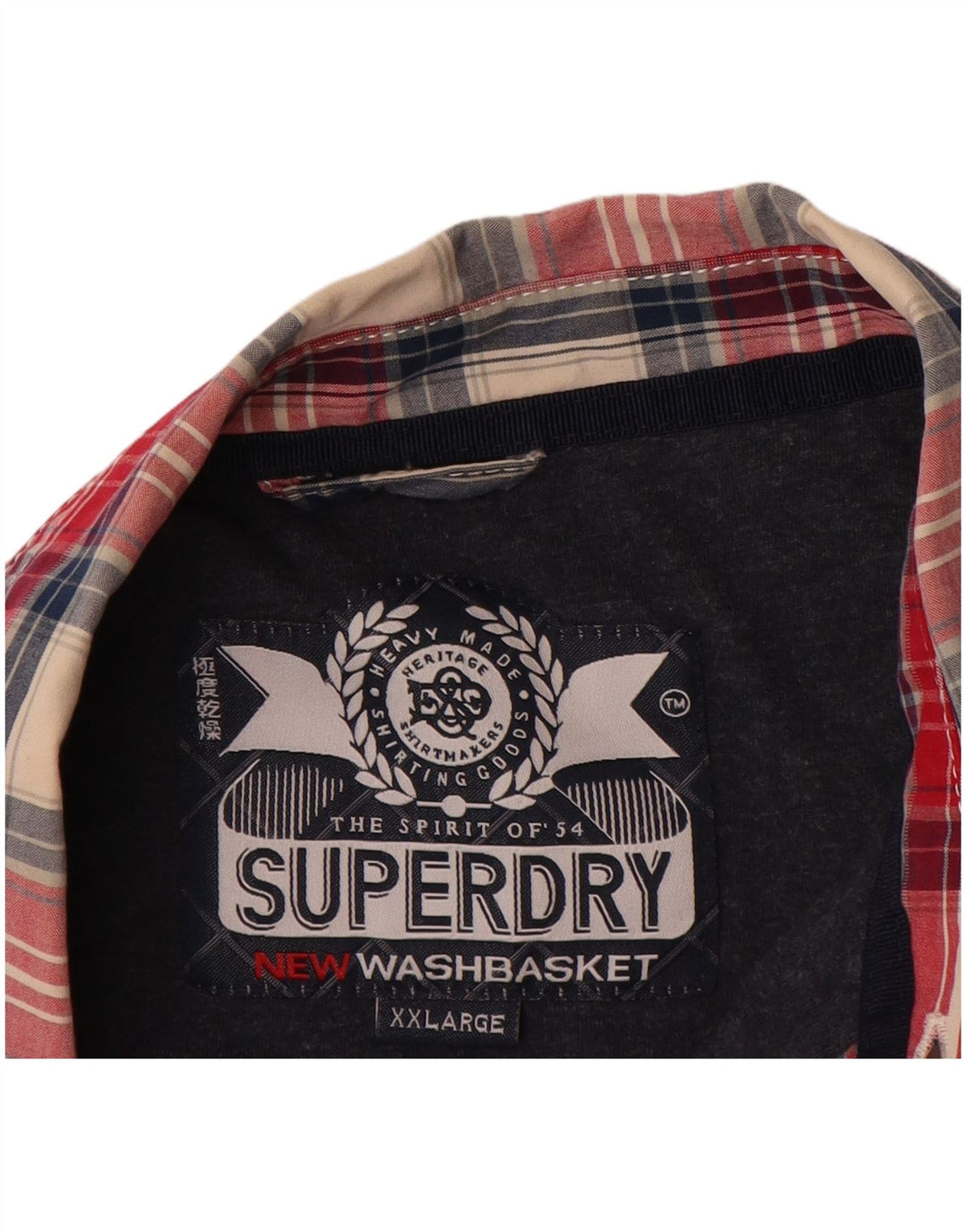 SUPERDRY herreskjorte 2XL rød ternet bomuld