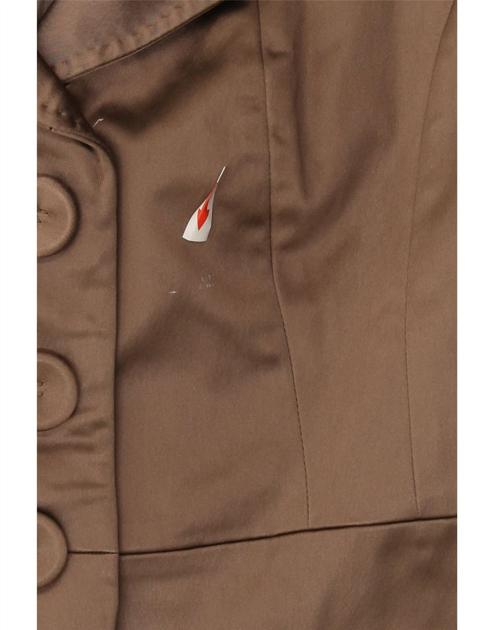 Coast Dame 3-knaps 3/4-ærmet blazerjakke UK 10 Small Brown Acetate