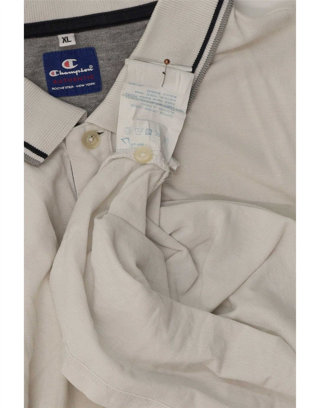 Champion herre poloshirt XL Hvidstribet bomuld