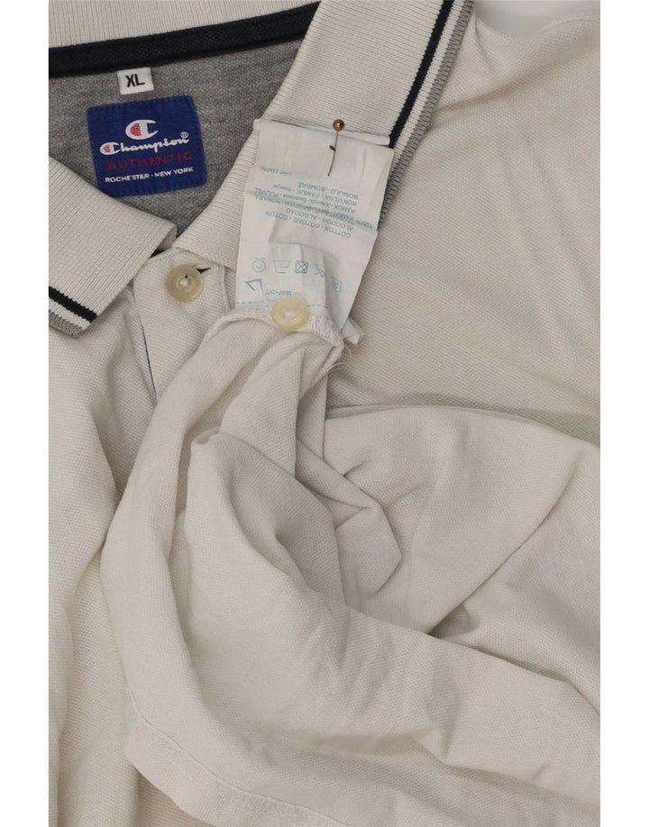 Champion herre poloshirt XL Hvidstribet bomuld