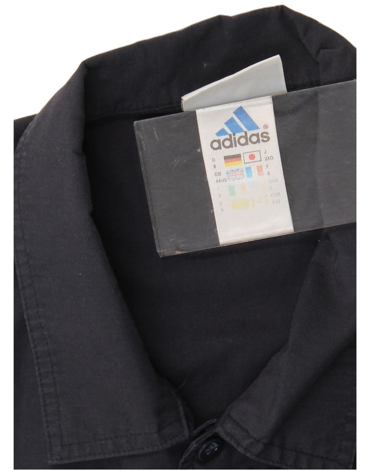 ADIDAS Kortærmet Herreskjorte UK 44/46 Large Navy Blue Polyester