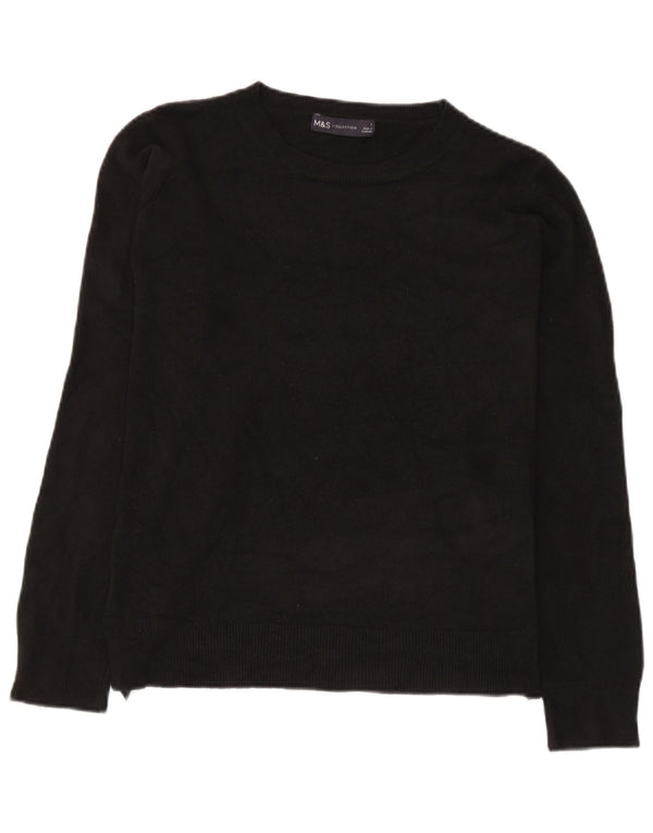 Marks & Spencer Dame Boat Neck Jumper Sweater UK 8 Small Black Acryl