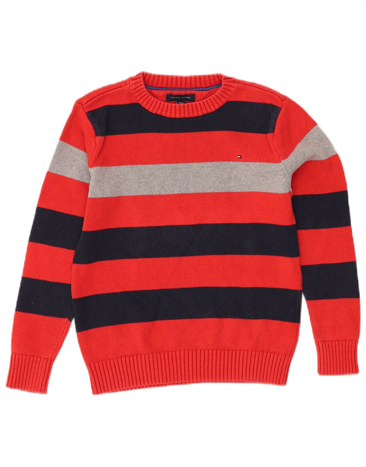 Tommy Hilfiger drenge sweater med rund hals 8-9 år Medium rød stribet
