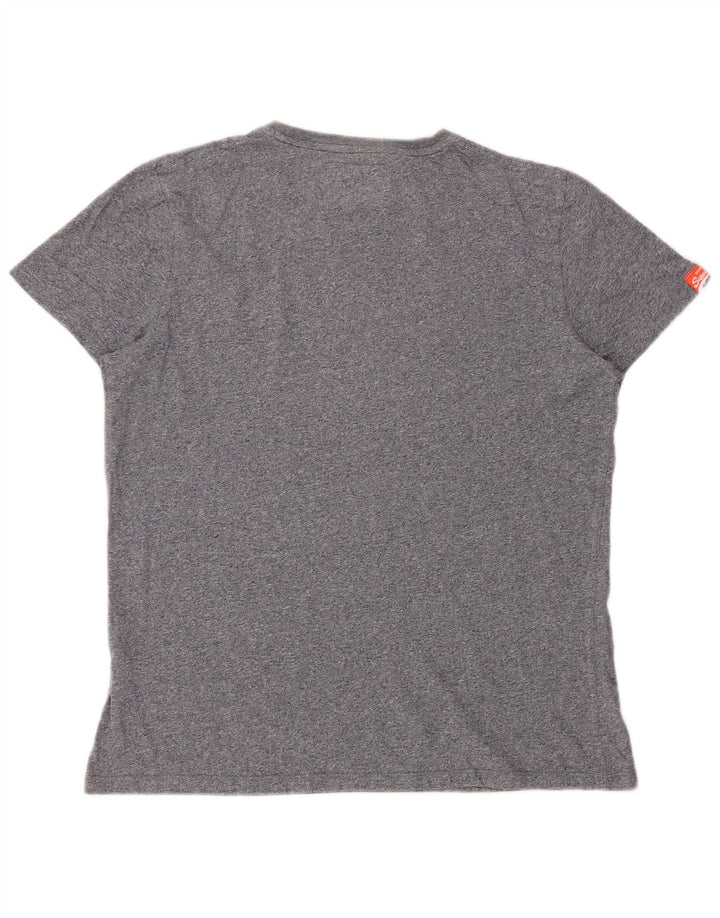SUPERDRY Herre T-Shirt Top XL Blå Flecked Bomuld