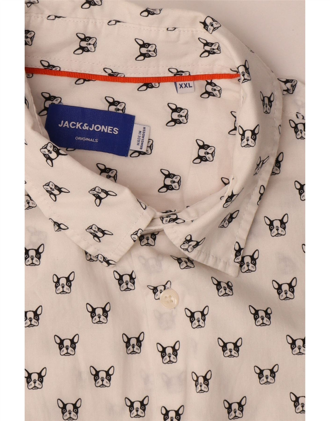 JACK & JONES Herreskjorte 2XL Hvid plettet bomuld