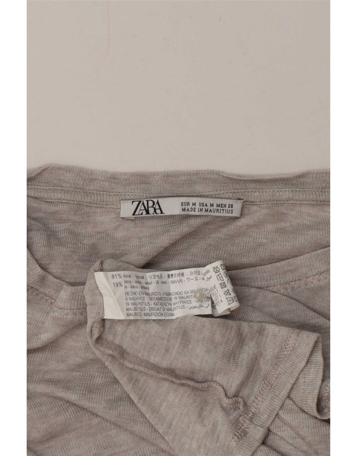 Zara Dame Top Langærmet UK 14 Medium Grey Flecked Lyocell