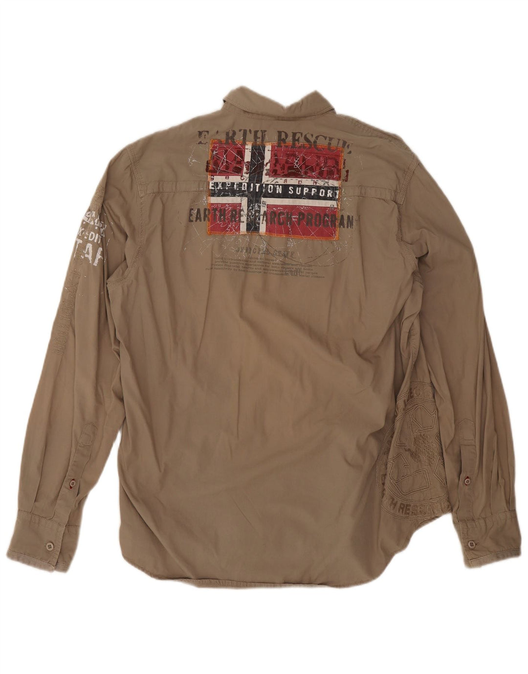 Napapijri Herre grafisk skjorte XL Khaki Bomuld