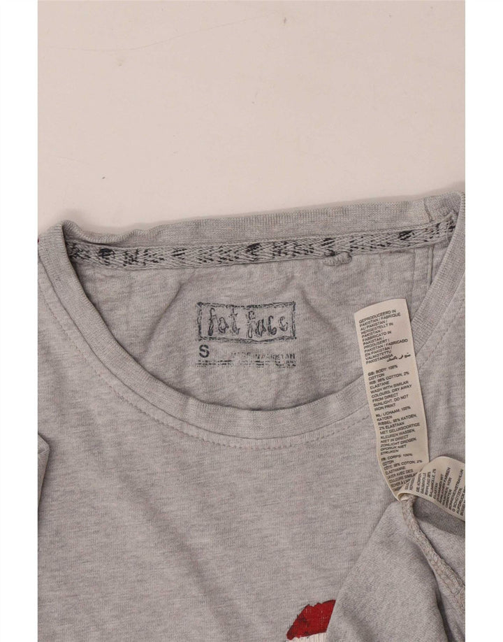 Fat Face Herre grafisk T-shirt Top Lille grå Flecked Bomuld