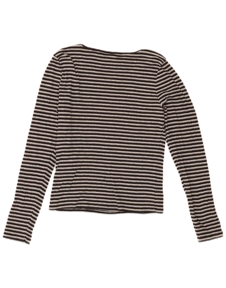 Levi's Womens Crop Top Langærmet UK 12 Mellem sort stribet bomuld