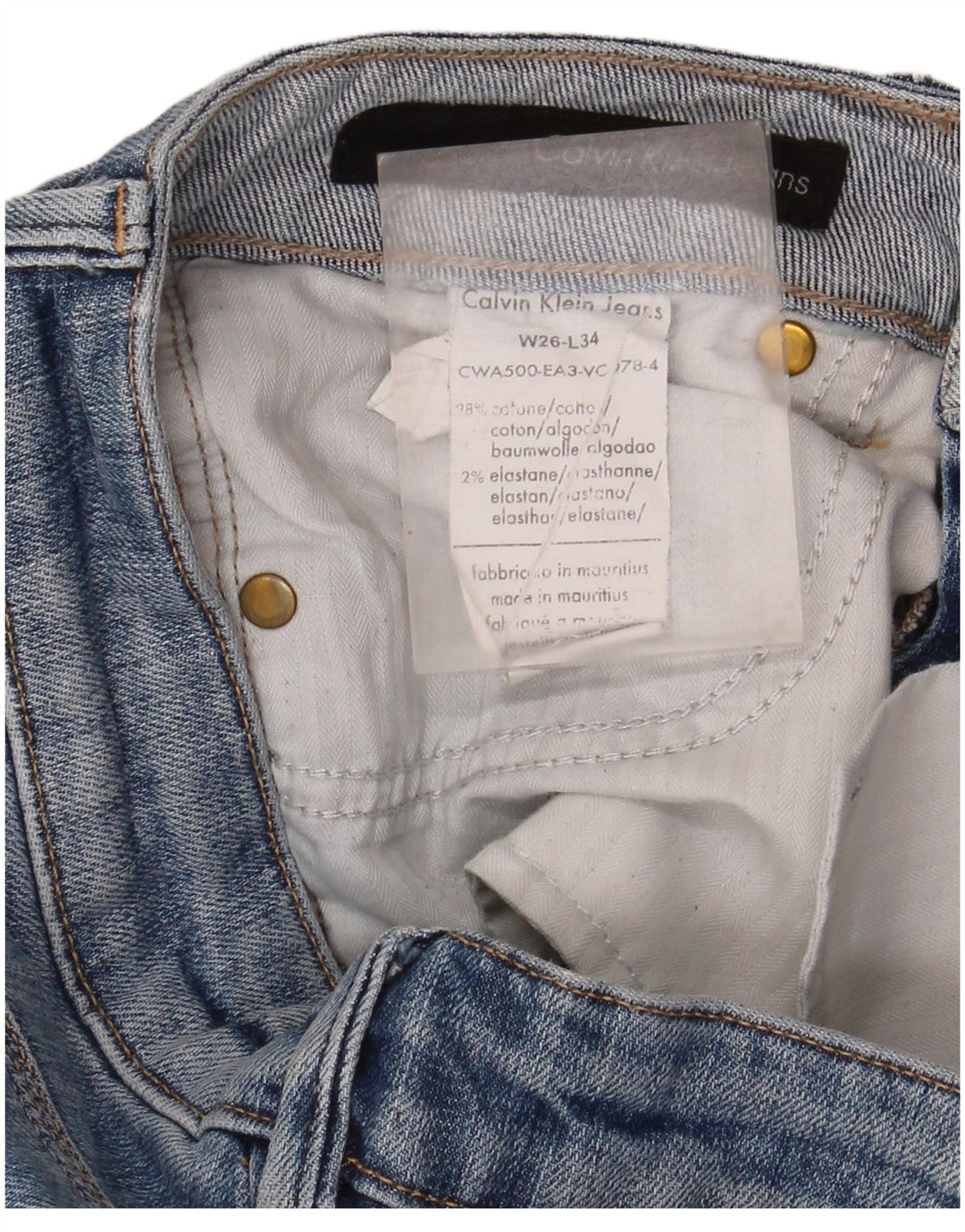 Calvin Klein Dame Straight Jeans W26 L30 Blå Bomuld