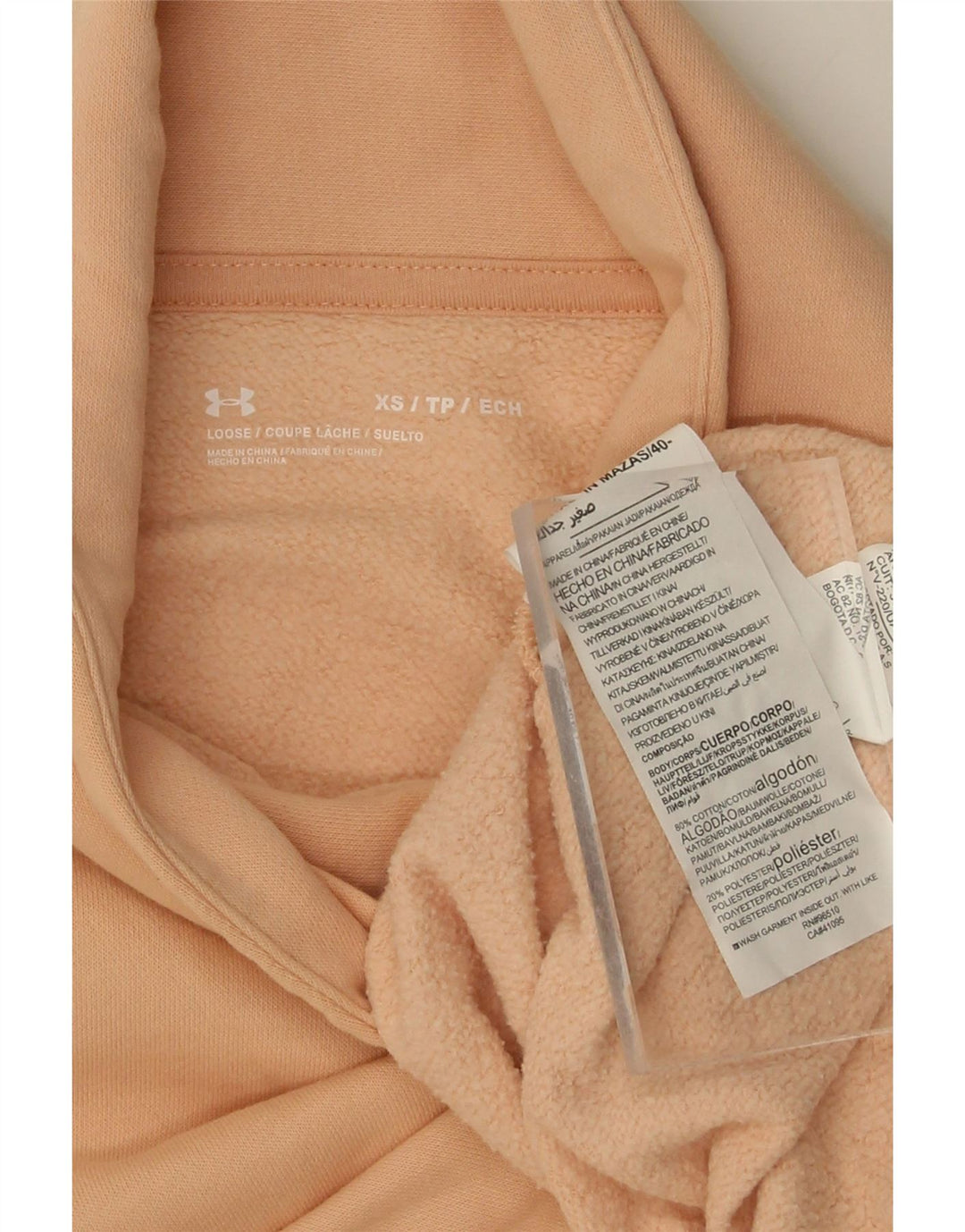 UNDER ARMOUR Womens Oversized Sweatshirt Jumper UK 6 XS Beige Cotton
