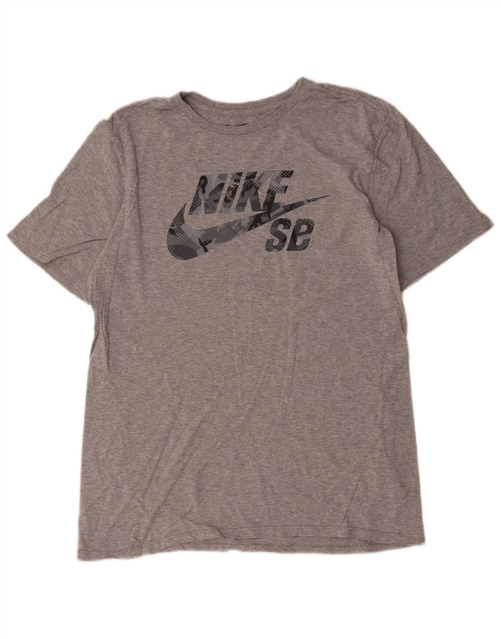 Nike Herre Athletic Cut Grafisk T-Shirt Top Medium Grey Bomuld