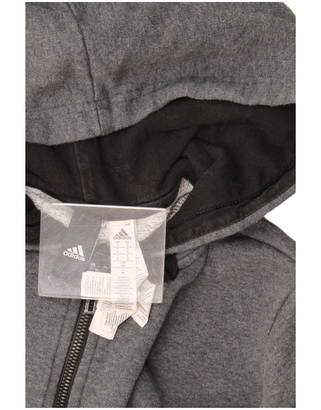 Adidas Hættetrøje med lynlås til mænd, lille grå bomuld