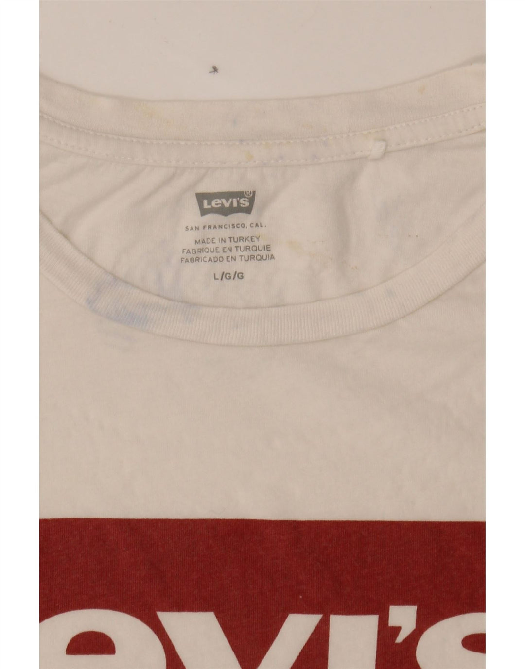 LEVI'S Womens Graphic T-Shirt Top UK 14 Large White Cotton Vintage Levi's and Second-Hand Levi's from Messina Hembry 