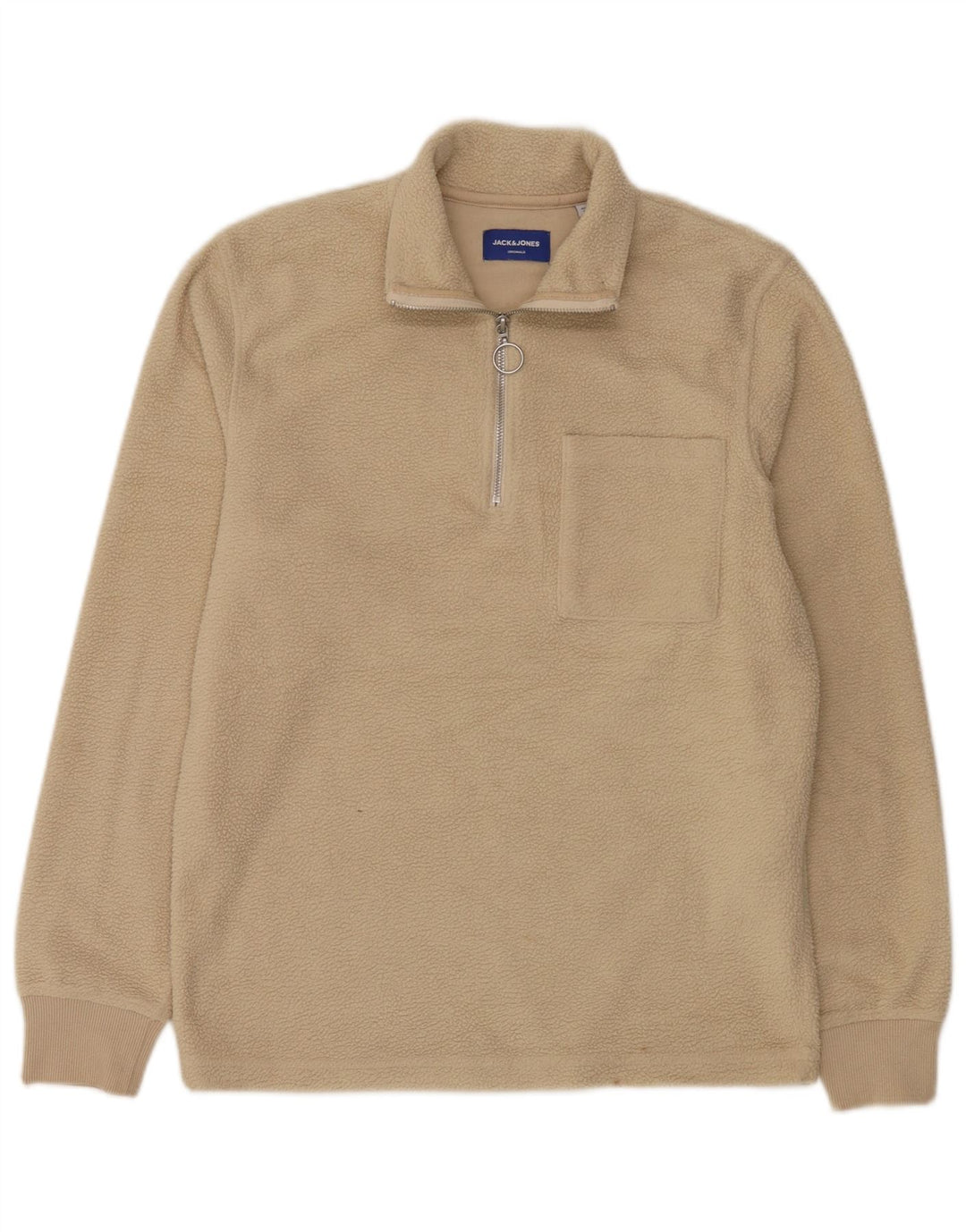 Jack & Jones Fleece Jumper med lynlås til mænd Medium Beige Polyester