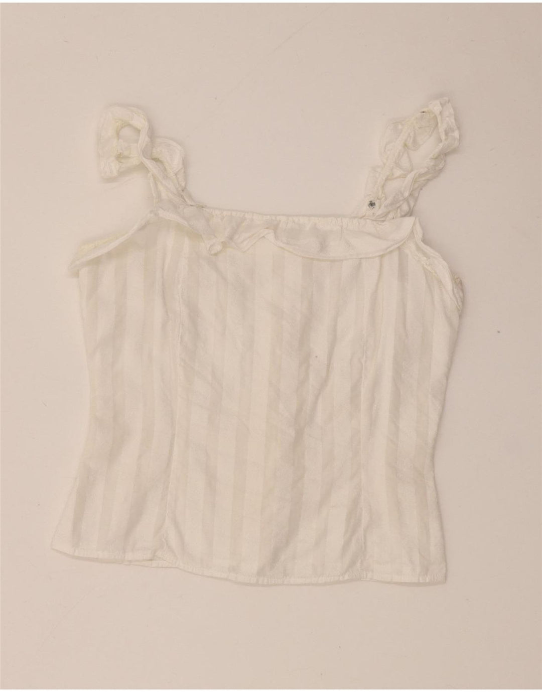 Vintage Dame Crop Cami Top UK 4 XS Hvidstribet