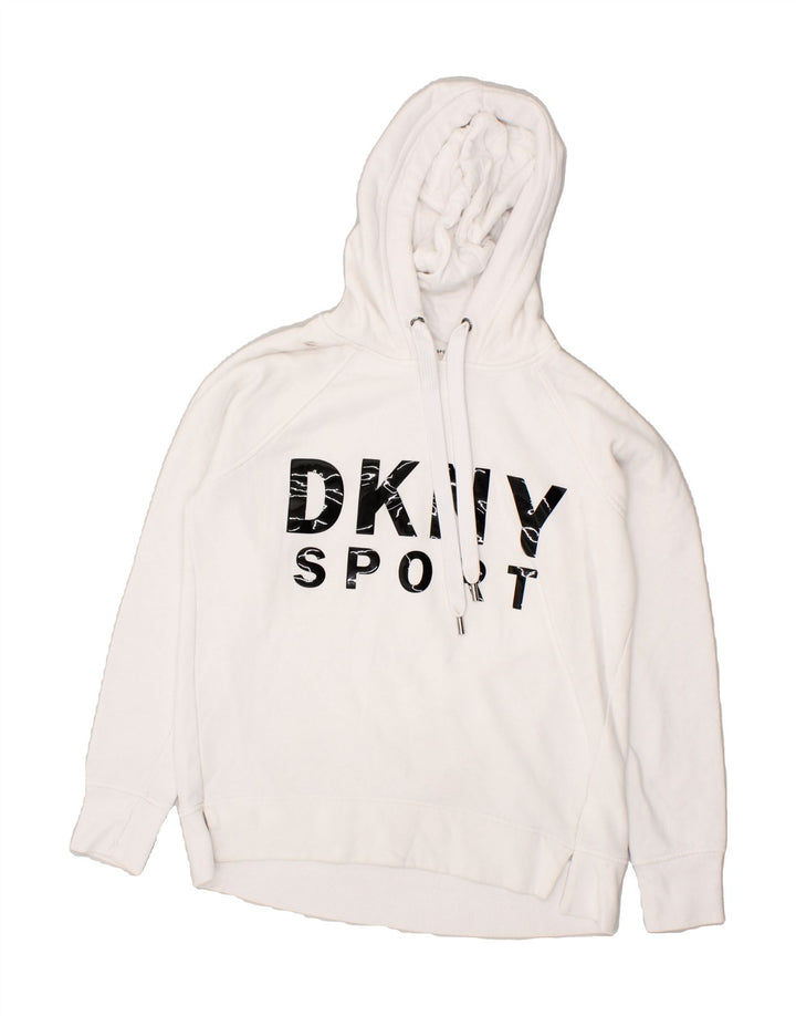 DKNY Mens Graphic Hoodie Jumper Small White Cotton Vintage Dkny and Second-Hand Dkny from Messina Hembry 