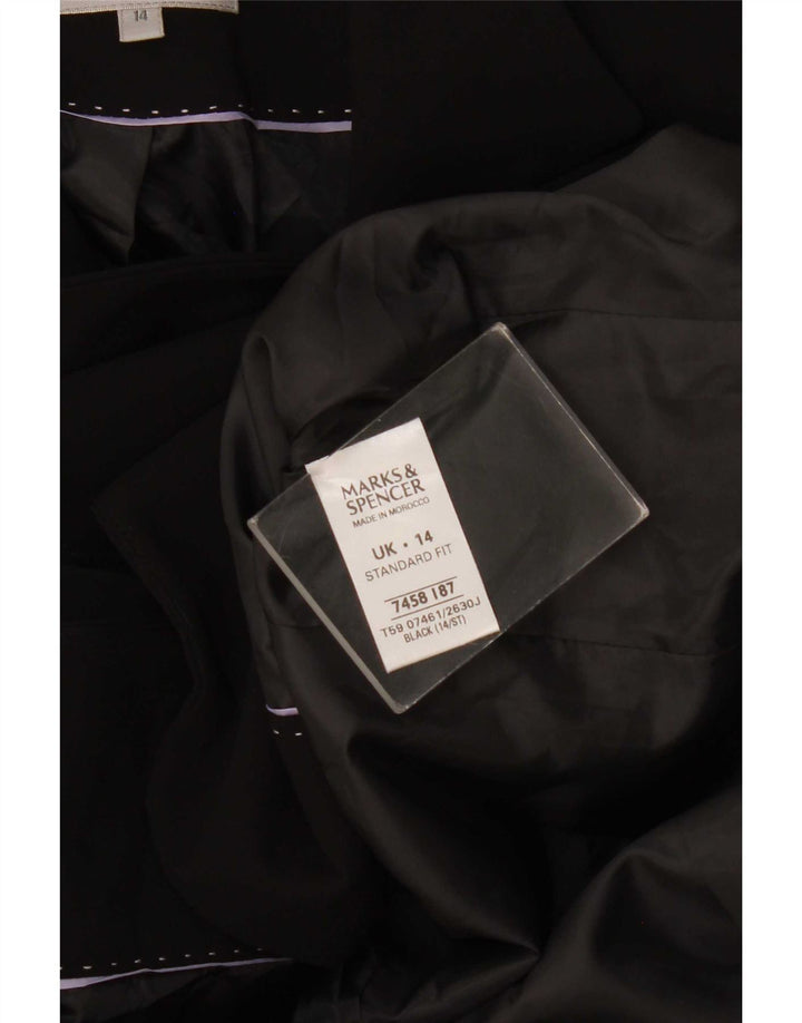 Marks & Spencer Dame Short 1 Button Blazer Jacket UK 14 Medium Black